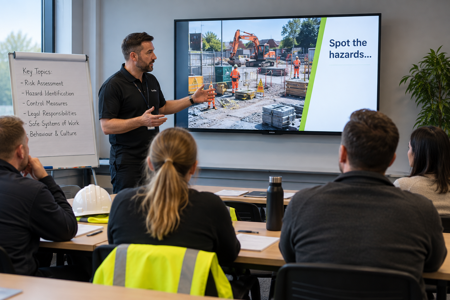 Health and safety professional delivering risk assessment training