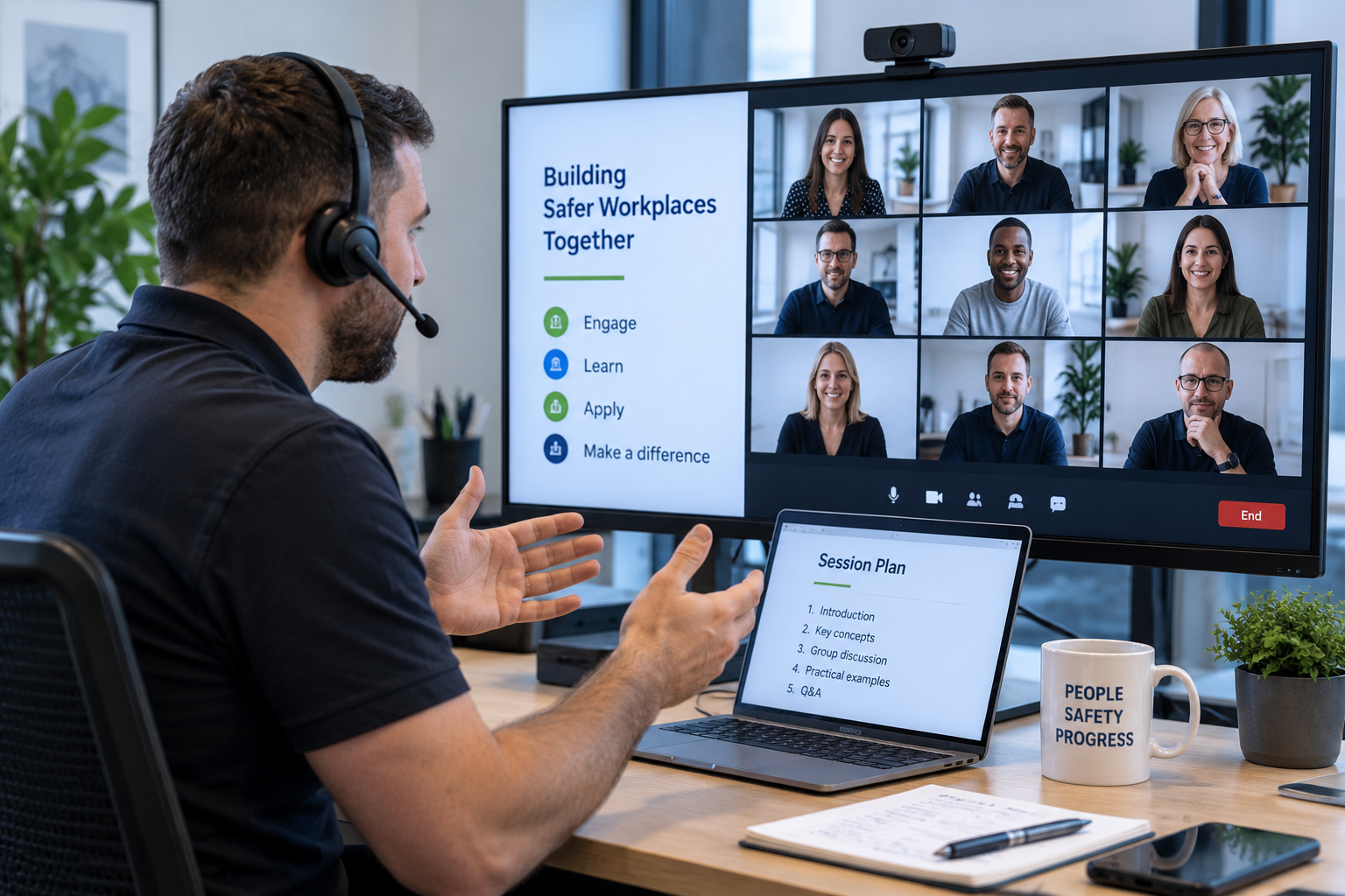 Trainer delivering an interactive face-to-face workplace training session